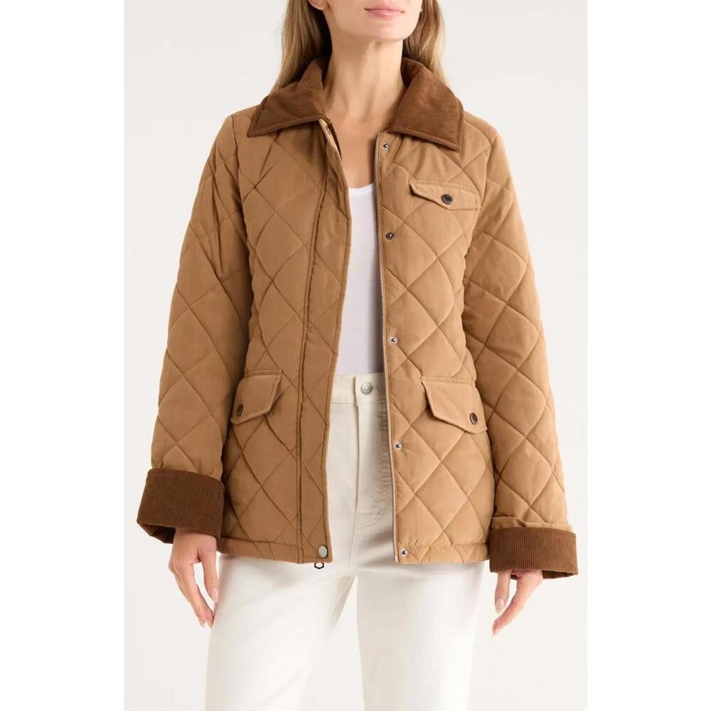 NWT! Lucky Brand Women's Quilted Brown Hunting Jacket Size Medium